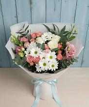 Букет цветов из:  Розы, Лизиантусы и Хризантемы #REPLACE_PRED# Угольные Копи