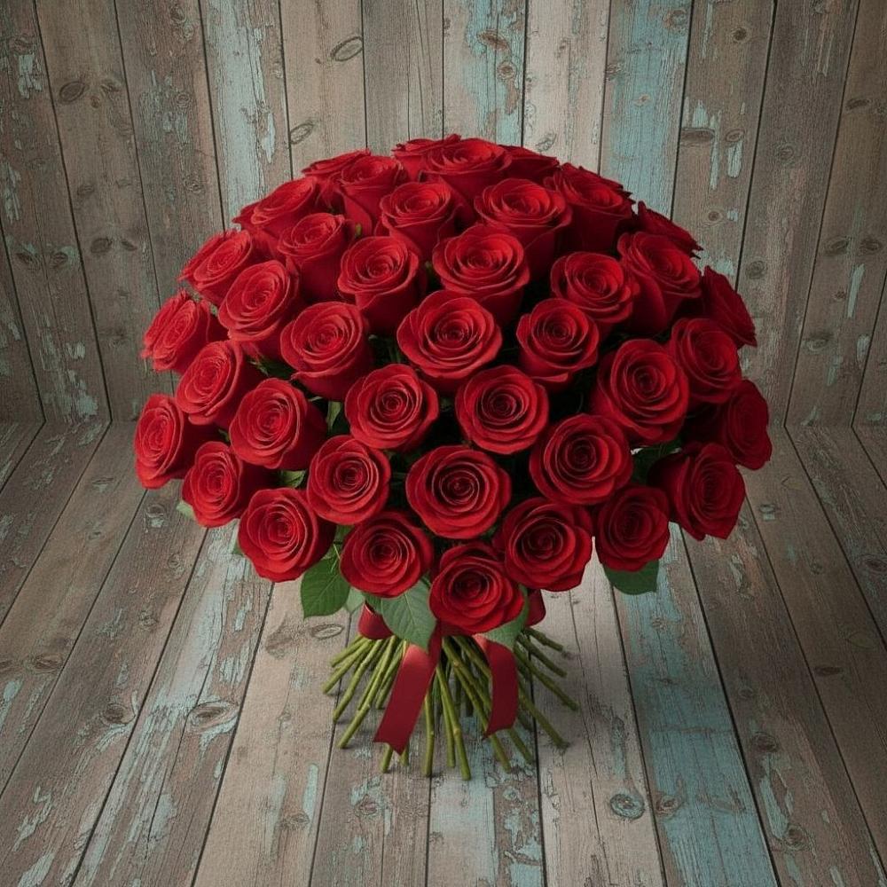 Букет 55 Красных роз Фридом в Угольные Копи