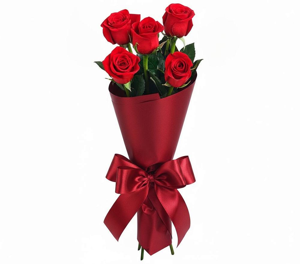 Букет 5 Красных роз Эдлесс Лав в Угольные Копи