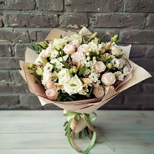 Букет цветов из:  Альстромерии, Розы и Хризантемы в Угольные Копи