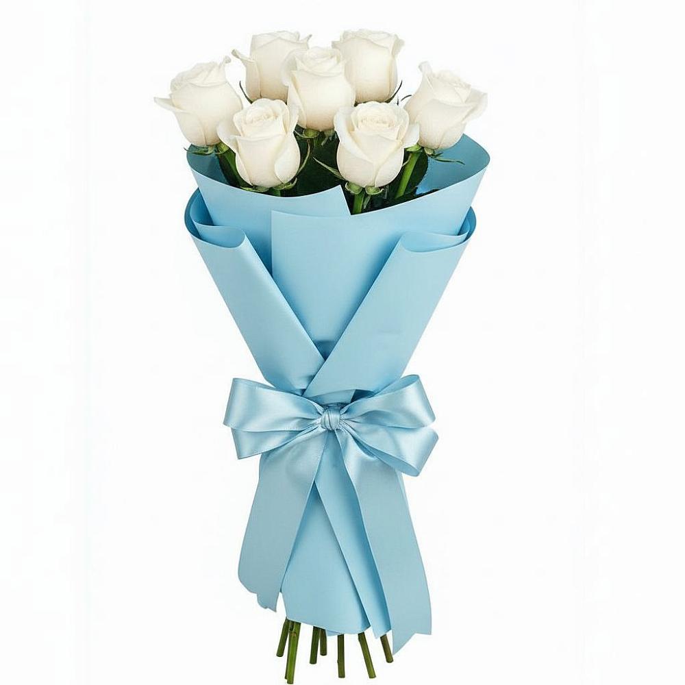 Букет 7 белых роз Проуд в Угольные Копи