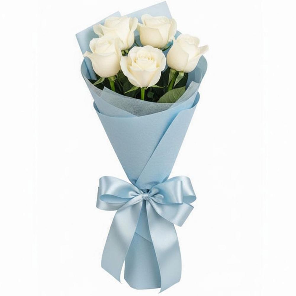 Букет 5 Белых роз Проуд в Угольные Копи