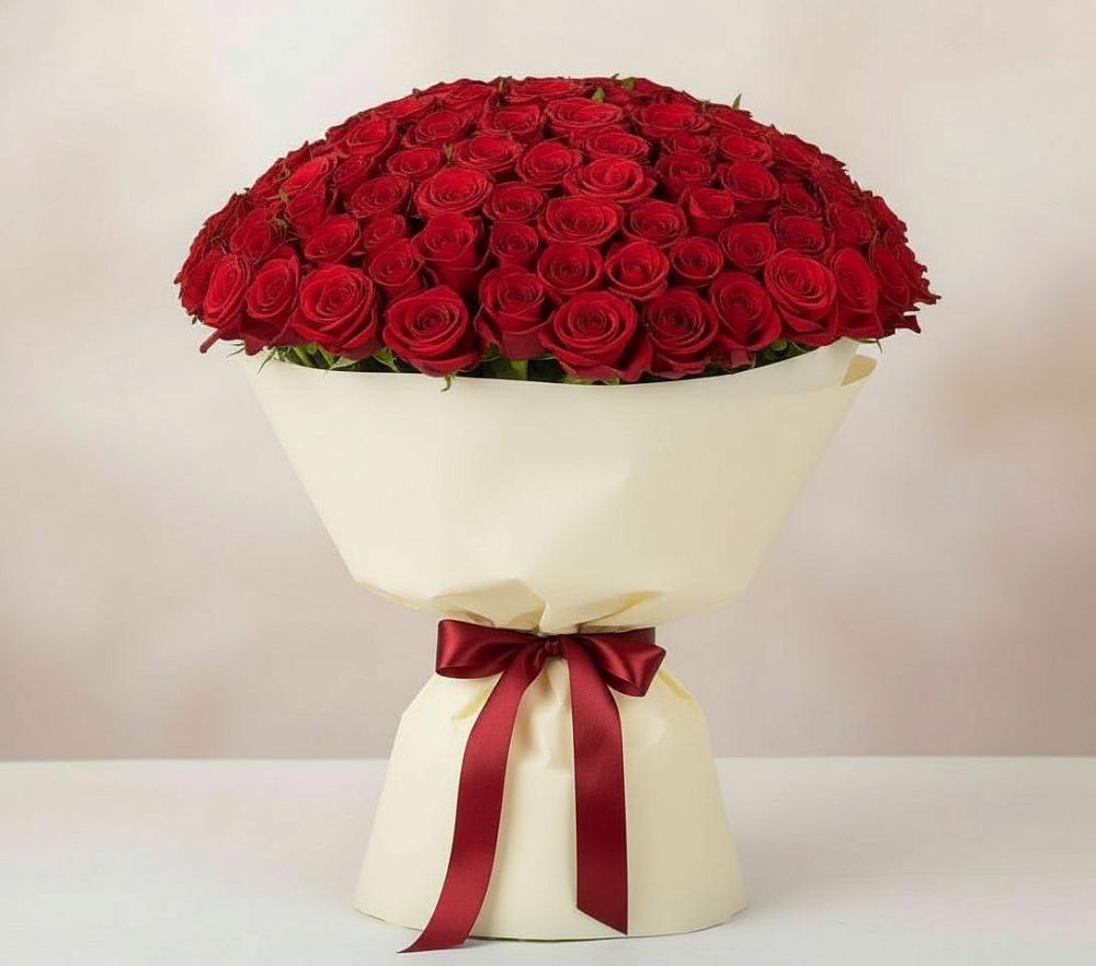 Букет 101 Красная роза Милано в Угольные Копи