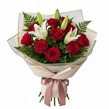 Букет цветов из:  Лилии и Розы в Угольные Копи