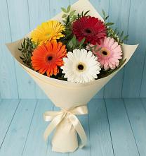Букет цветов из:  Герберы #REPLACE_PRED# Угольные Копи
