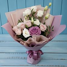 Букет цветов из:  Розы и Лизиантусы #REPLACE_PRED# Угольные Копи