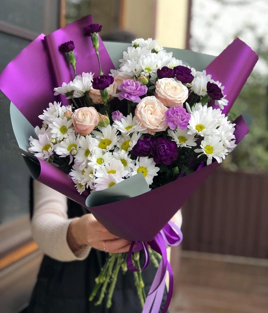 Букет цветов из: Хризантемы, Гвоздики и Розы в Угольные Копи