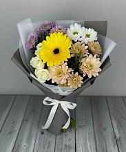Букет цветов из:  Розы, Герберы и Хризантемы #REPLACE_PRED# Угольные Копи
