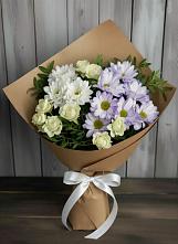 Букет цветов из:  Хризантемы и Розы в Угольные Копи