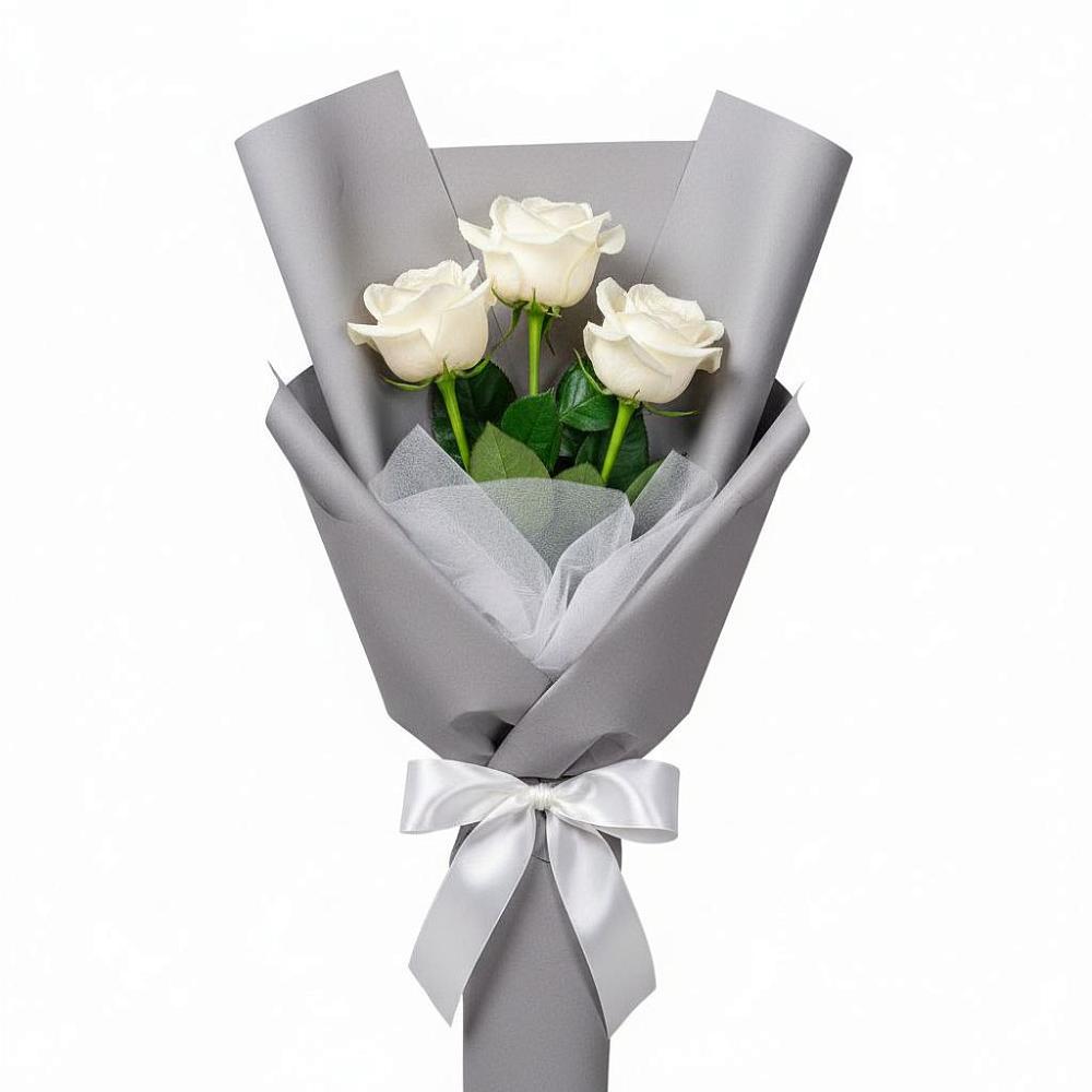 Букет 3 белые розы в Угольные Копи