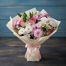 Букет цветов из:  Хризантемы, Альстромерии и Розы в Угольные Копи