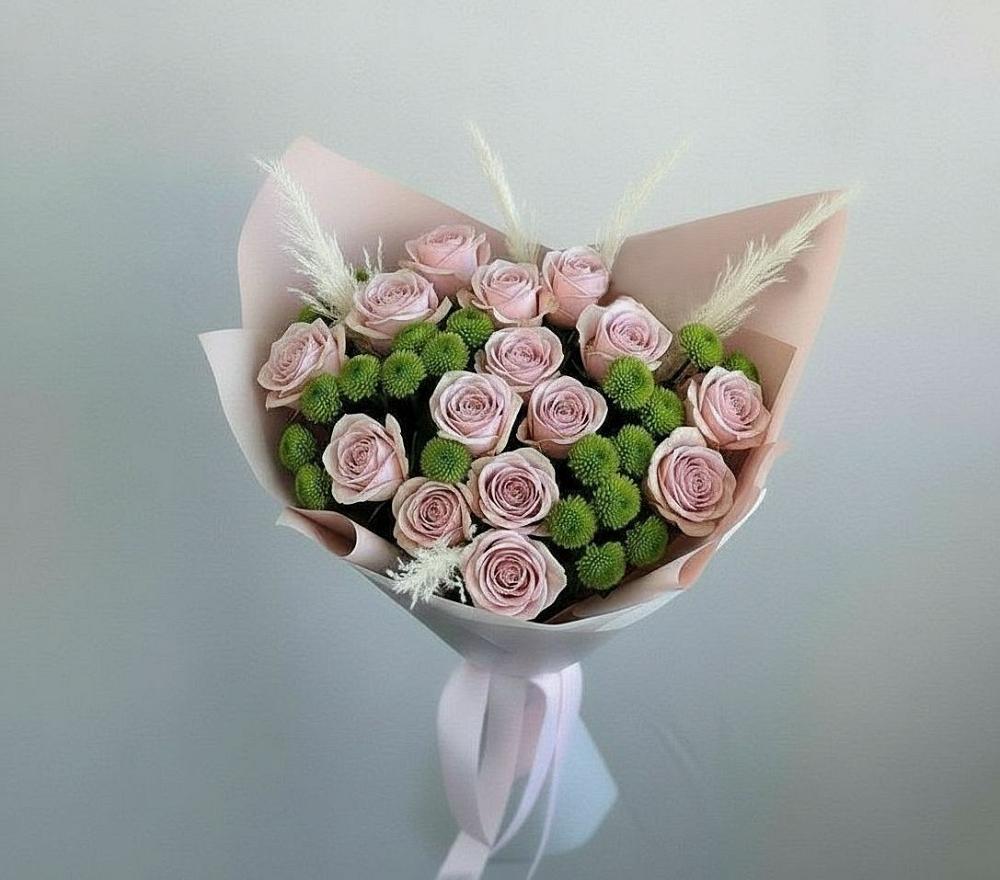 Букет цветов из: Розы и Хризантемы в Угольные Копи