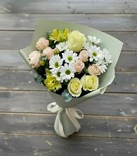 Букет цветов из:  Альстромерии, Розы и Хризантемы в Угольные Копи
