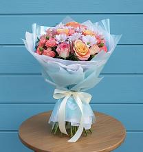 Букет цветов из:  Хризантемы и Розы в Угольные Копи