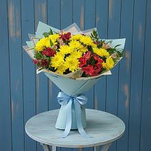 Букет цветов из:  Альстромерии и Хризантемы в Угольные Копи