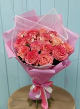 Букет 15 Розовых роз Равель в Угольные Копи